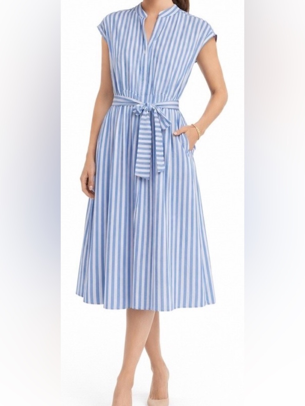 41 Hawthorn Blue & White Striped Midi Dress NWT with pockets